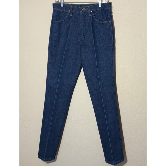 VTG Wrangler Jeans Mens 33x33(Fit 31x31.5) Blue Dark Wash Cowboy Cut  Slim‎ Fit - Picture 1 of 7